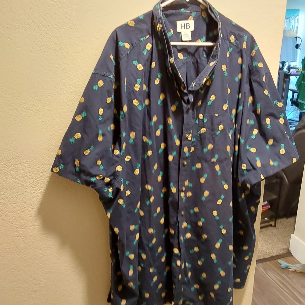 Men's Navy Pineapple Print Shirt Dxl